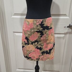 Talula Floral Mini Skirt - Black and Pink